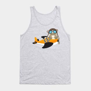 Aviator Bear, Pilot Bear, Cute Bear, Airplane Tank Top